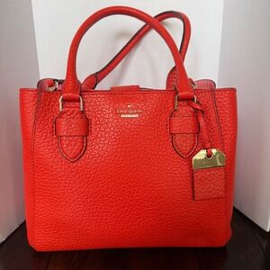 Kate Spade Purse New York Red Pebbled Leather Crossbody Bag Gold Hardware READ